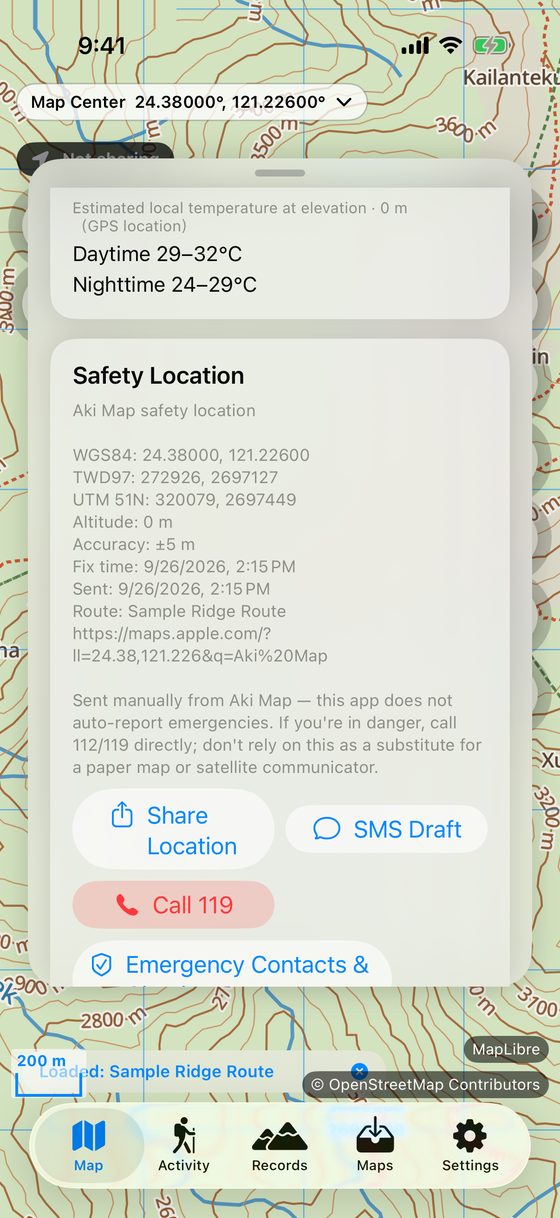 Safety Location Card