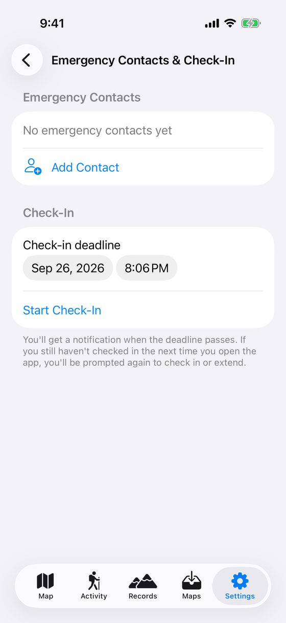 Emergency Contacts and Check-in