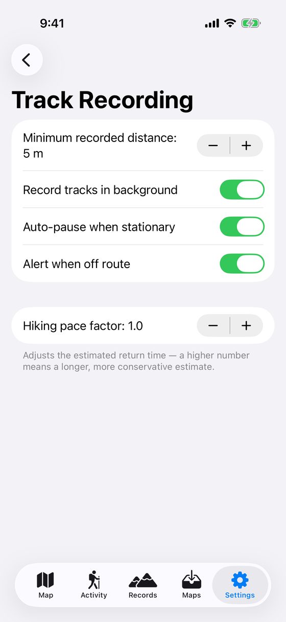 Track Recording Settings