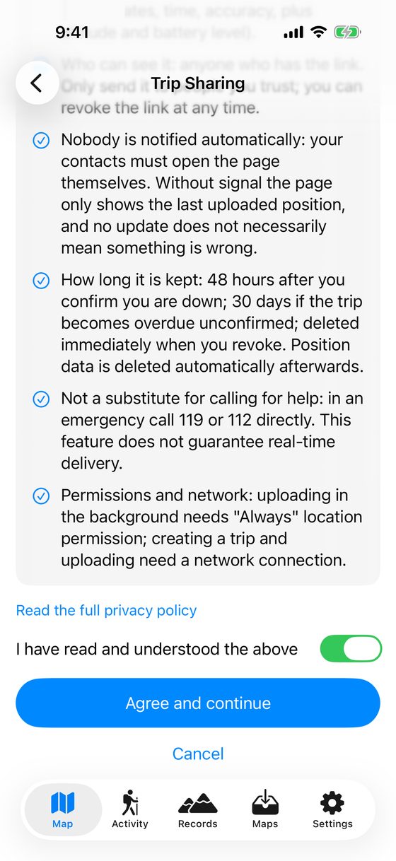 Agree to Trip Sharing
