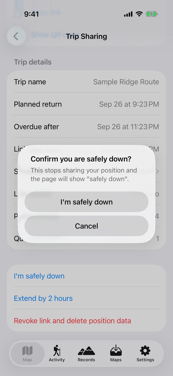 Confirm Safe Return