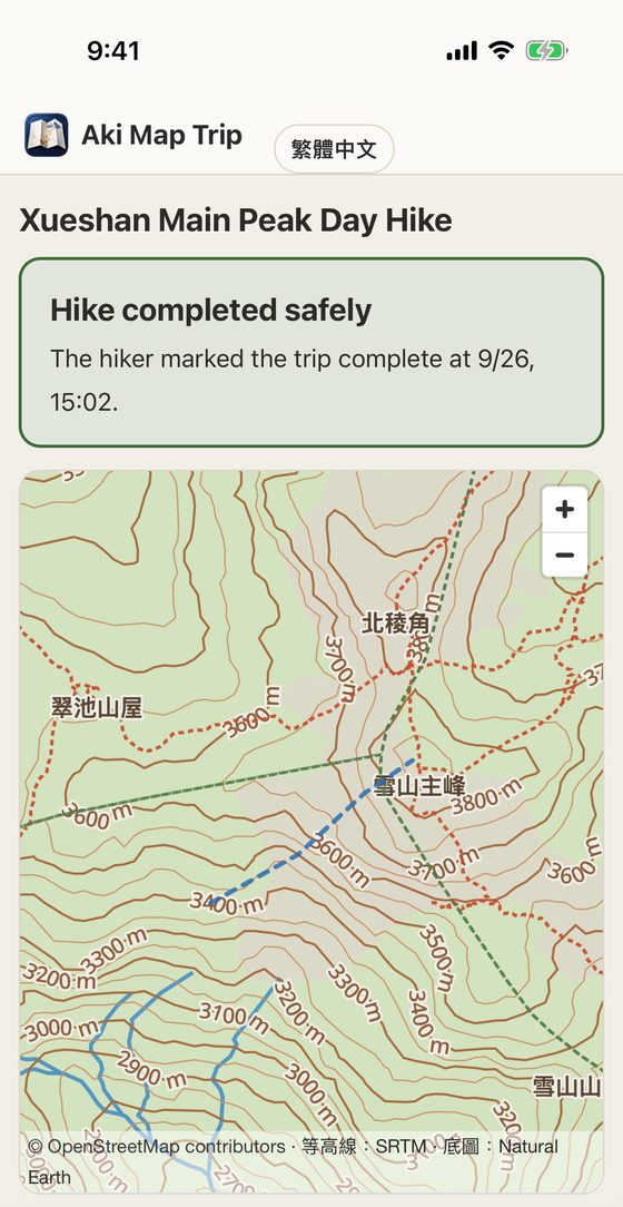 Trip page for your contact: Safely Returned